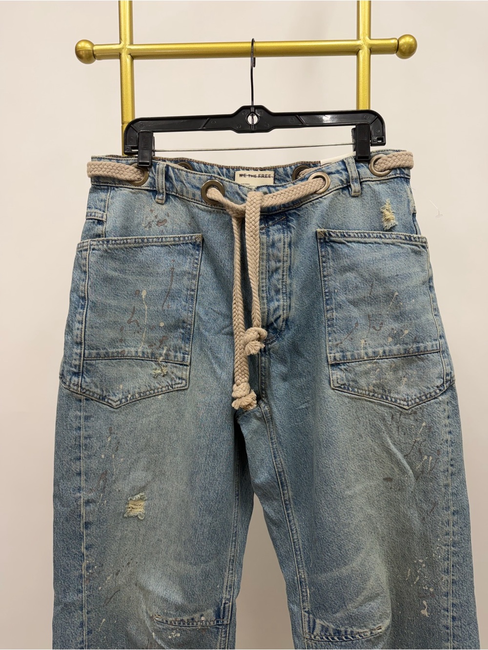 NWOT Free People We The Free Moxie Pull-on Barrel Jeans / Union Blue - Picture 12 of 14